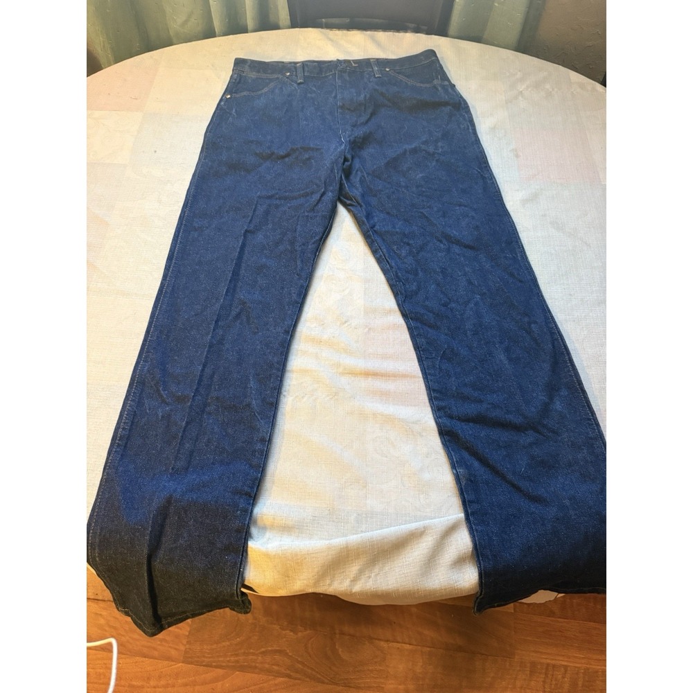 Vintage USA Made Wrangler 13MWZ Cowboy Cut Jeans 38x34 Dark Wash Western—1
